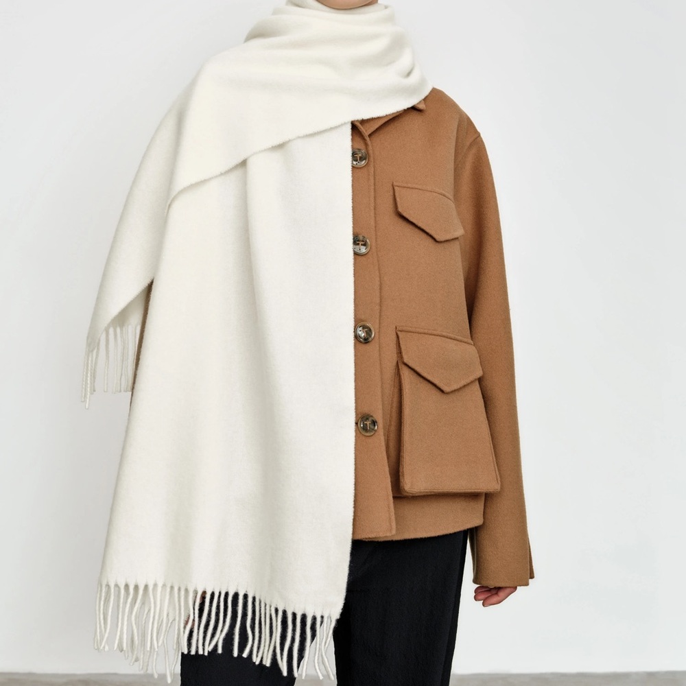 Toteme crème Wool Fringe Scarf